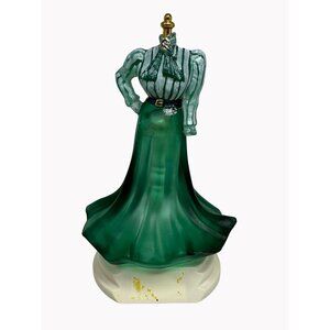 Fenton Green Hand-Painted Glass Gibson Girl Dress Figurine With Base